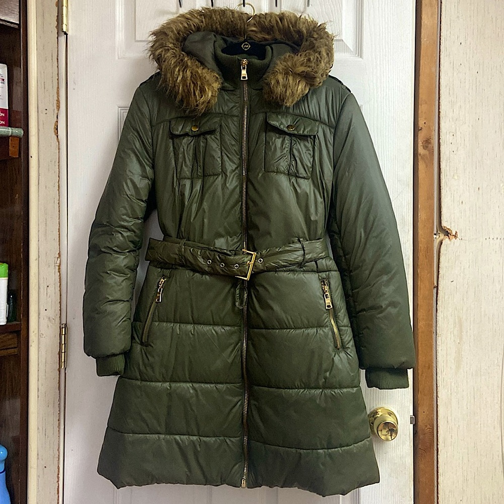 NEW YORK & COMPANY Hunter Green Hooded Coat